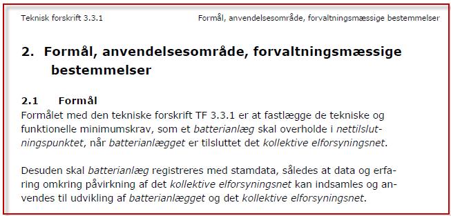 AKTØRDAG FOR BATTERIANLÆG Teknisk Forskrift 3.