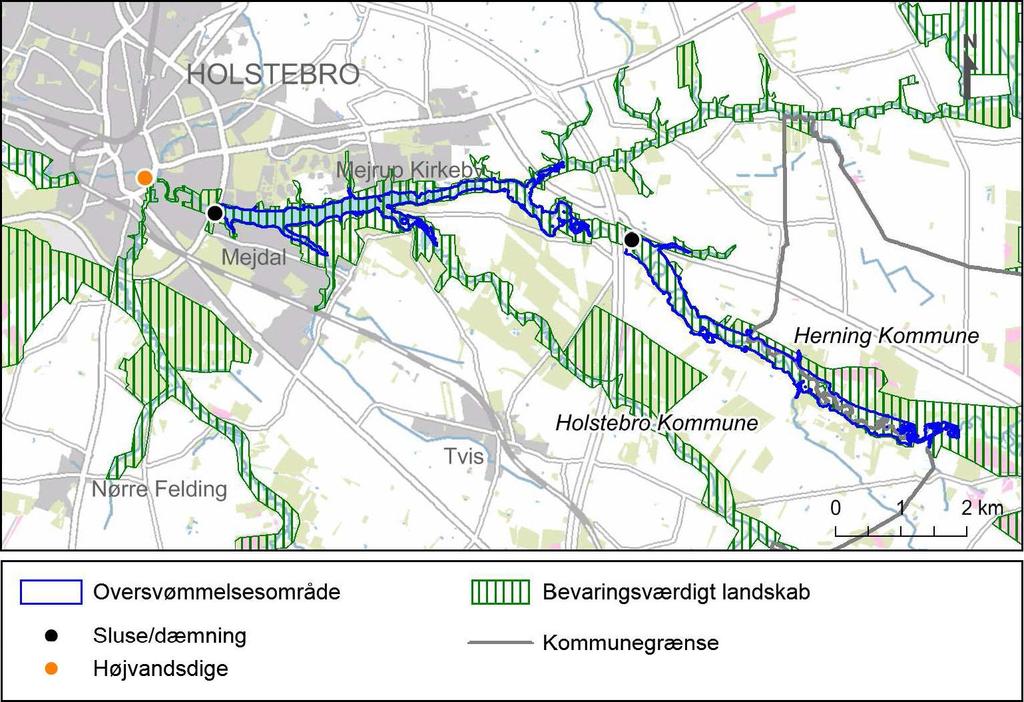 VVM REDEGØRELSE FOR KLIMATILPASNING AF HOLSTEBRO BY 63 Figur 7-1 Udpegede, bevaringsværdige landskaber i området fra Kommuneplan 2017-2029 for Holstebro Kommune 7.
