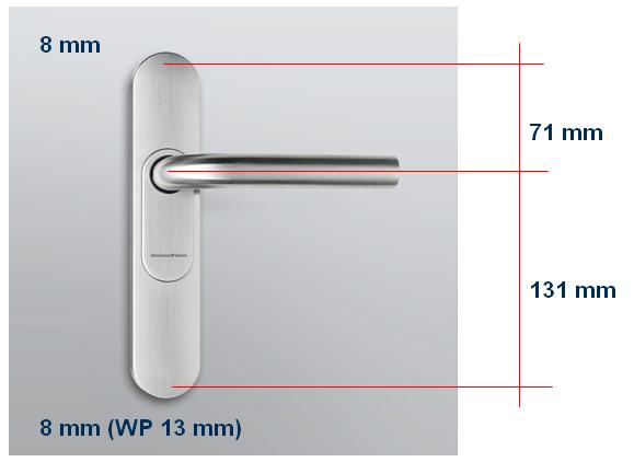 4 Versioner 15 / 122 Der kan anvendes indstikslåse med afstandsmål (akselafstand) på 46 mm til 98,5 mm (evt.