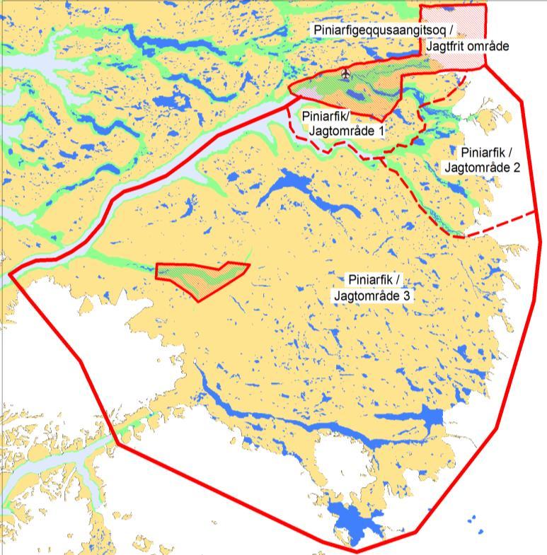 Jagtområder 1, 2 og 3 for moskusokse syd for Kangerlussuaq i forvaltningsområdet Maniitsoq Regelgrundlag 1. Selvstyrets bekendtgørelse nr. 7 af 27.