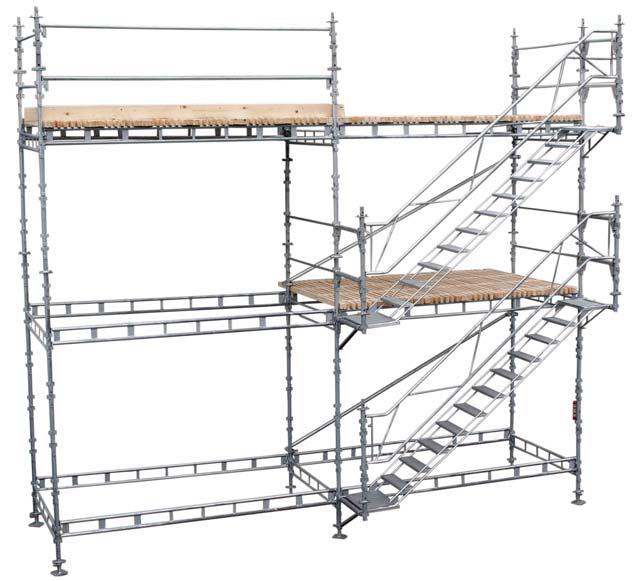 Levering AB lager Trappeløb til UNIHAK murer- og tømrerstillads Kan leveres med aluminiums trappe eller stål trappe.
