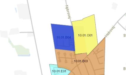 10.01.B04 Ved tæt-lav bolig gælder max. bebyggelsesprocent på 40% for den enkelte ejendom. Boligområde Fastlægges ved lokalplanlægning med udgangspunkt i at ca.
