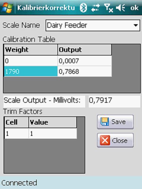 Tools >Calibration Tables For at kunne anvende denne kalibreringsmetode, er det nødvendigt eksakt at kende den vægt,