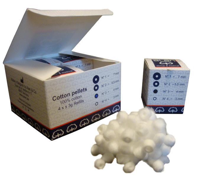 weesgaard Vatpellets 100% ren cotton. XS - 2,5 mm. 4 bokse à 3600 stk.