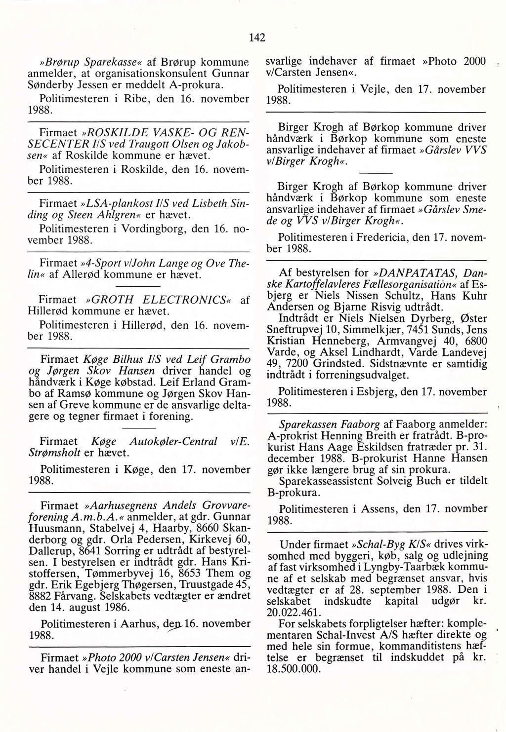 1988 Anmeldelser, bekendtgjort i Statstidende i november måned Nr PDF  Gratis download