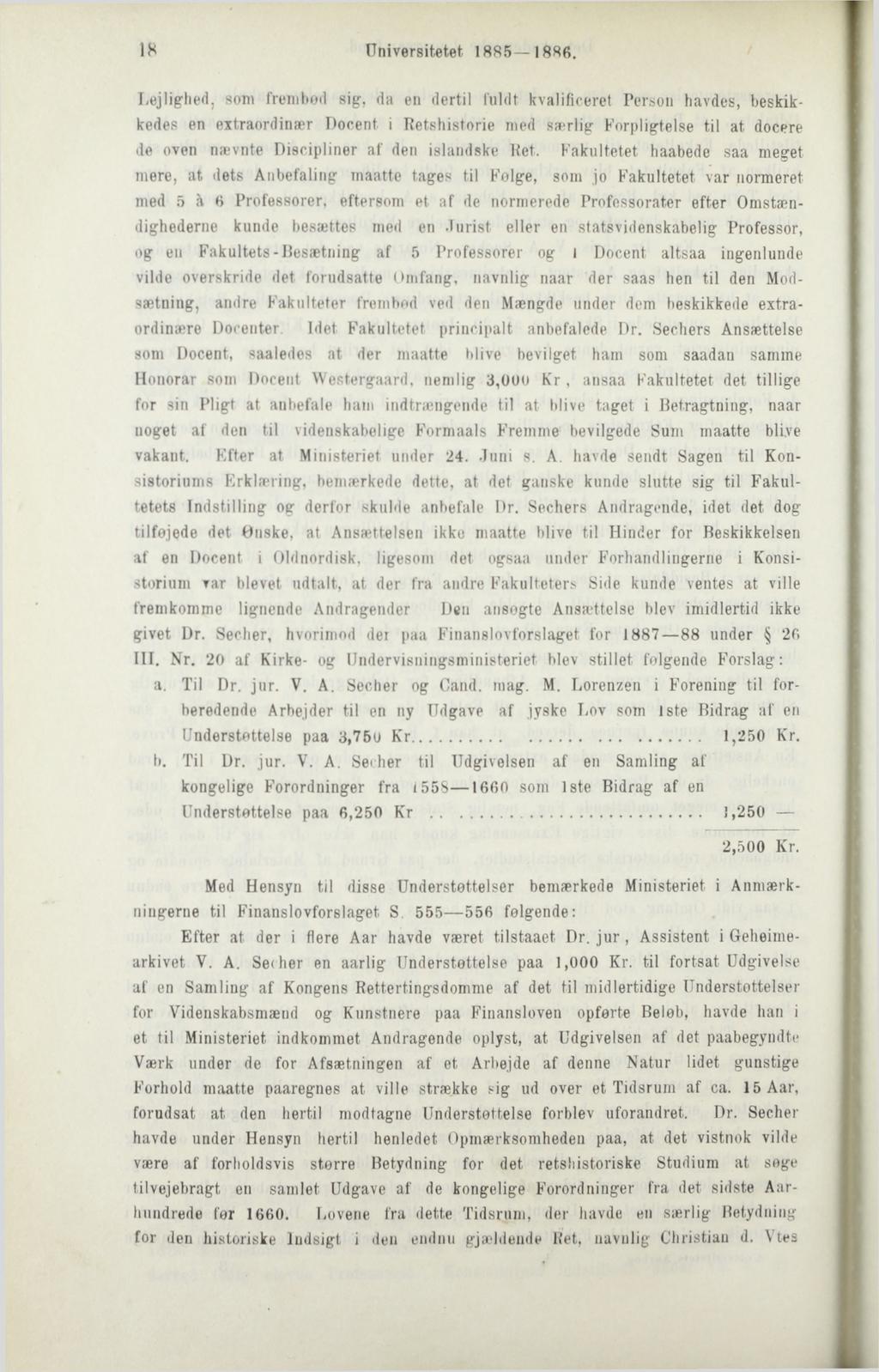 IH Universitetet 1885 1886.