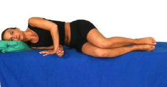 Hvilestillinger Læg dig fladt på ryggen med pude eller lignende under knæene.