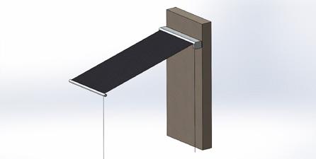 Standard vægmontering af markise kræver, at der er minimum 45 cm., samtidigt skal der være mindst 4 stenskift over markisebeslaget og op til tagfoden.