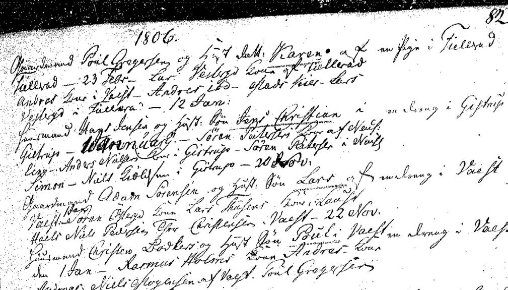 november 1805 Den ældste Kirkebog Kirkebog 1754-1813, fødte, side 82, nr.