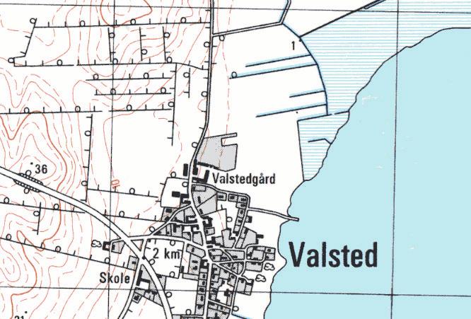 REDEGØRELSE Områdets beliggenhed, mål 1 : 10.000 Lokalplanens område og zonestatus Lokalplanen omfatter et område vest for Valstedgaardvej i Valsted.
