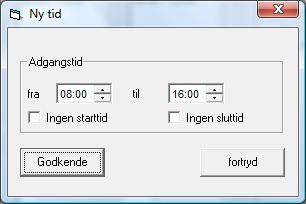 Tidsprofiler / Specialdage. I denne menu kan en tidsprofil ændres og der kan oprette en ny. En ny tidsprofil kan af PC brugeren kun anvendes til at tilføje til en brugerprofil.