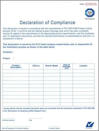 Dokumentation Overensstemmelseserklæring (Declaration of compliance, DoC) Resumé af virksomhedens kontrolarbejde Materialet er i overensstemmelse med reglerne Begrænsninger i anvendelsen Information