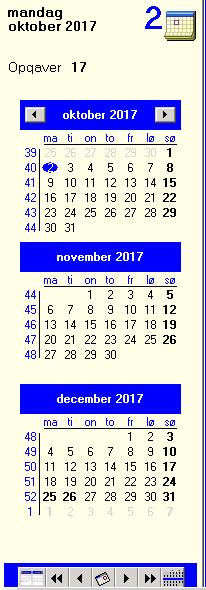 Kalender Flere steder i hotelsystemet f.eks. i booking, ved oprettelse af produkter og udskrivning af rapporter er der i højre side af skærmbilledet en kalender.
