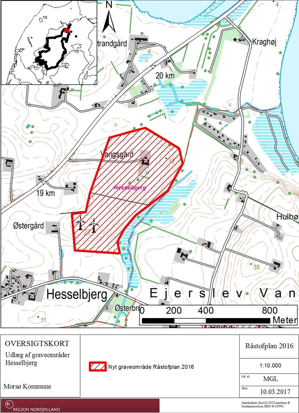 5.3.5 Hesselbjerg, Morsø Kommune Det forslåede moler graveområde Hesselbjerg i Morsø Kommune dækker i alt ca. 30 ha. Området ligger i det åbne landbrugsland nord for Hesselbjerg.