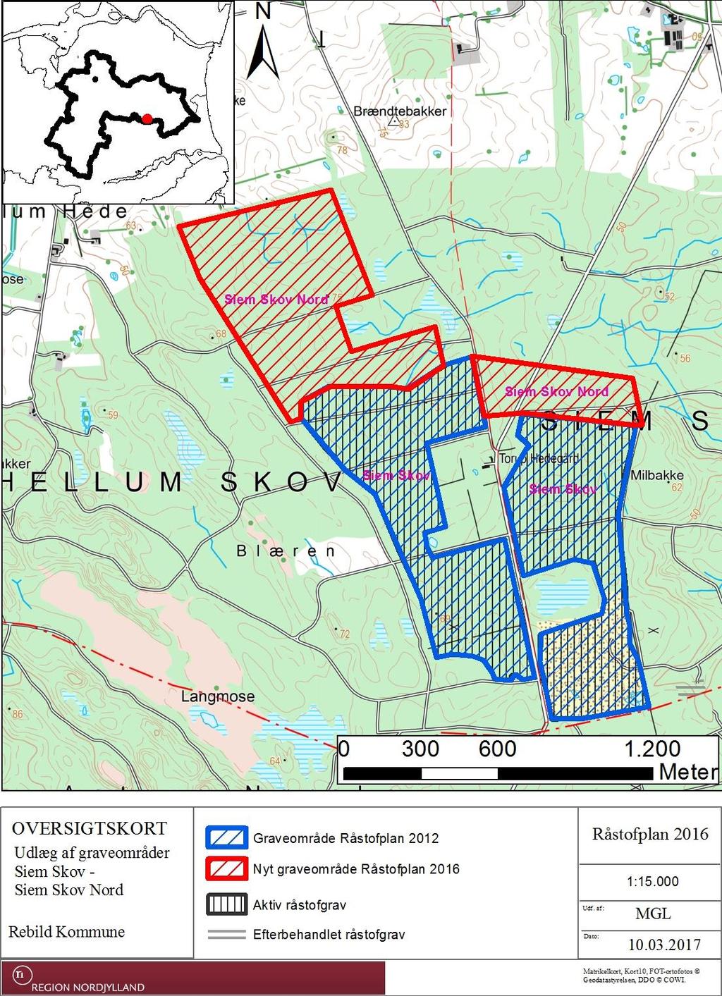 5.3.8 Siem Skov Nord, Rebild Kommune Det foreslåede graveområde Siem Skov Nord dækker i alt ca. 56,4 ha, og ligger ca. 5 km sydøst for Skørping i Rebild Kommune i Siem Skov.