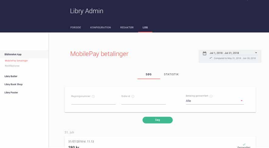 Biblioteket App -overblik Redia 106 Libry Admin: log Log i Libry
