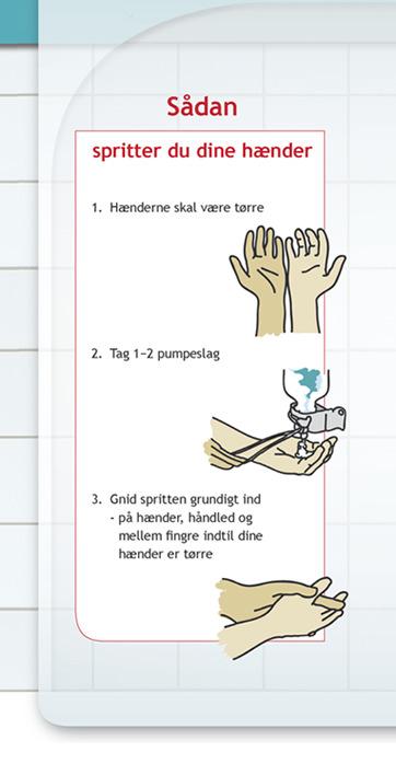 Hånddesinfektion Udføres på synlig ren og tør hud 1-2 pumpeslag (2-5 ml.