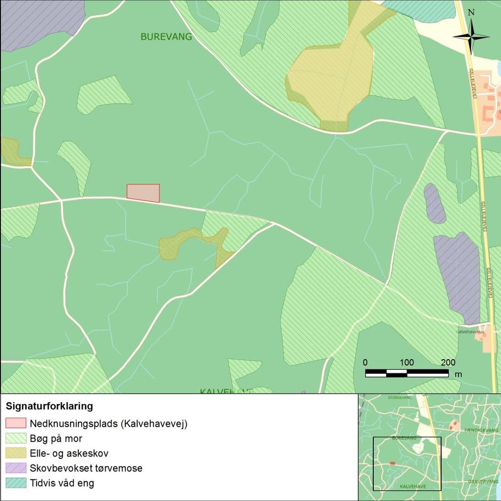 Figur 5-3: Habitatnaturtyper i nærheden af nedknusningspladsen i den vestlige del af Gribskov. 5.2 Fuglebeskyttelsesområde F108: Gribskov Fuglebeskyttelsesområde H108 Gribskov udgør 6.