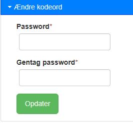 Ændre kodeord Tryk " Ændre kodeord". Indtast dit nye password.