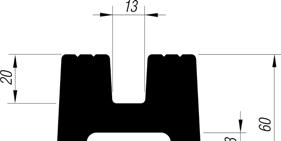 Rambukprofiler GETO rambukprofil 60 Med spor til befæstigelse Plads til 5 x 30 mm båndstål Længde