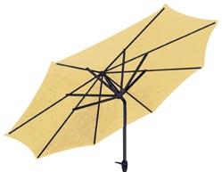Como Polyester ALU-parasol 410 Como ALU-parasol med Sort Stel 2-delt stang, 48+48 m.m. Polyester - skærm 180 g /m 2 med håndsving, så alle let kan slå den op og ned. Og så vejer den kun 6 kg.