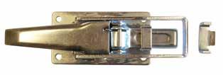 Zinc-plated hook lock with new safety catch, without back plate. 50.0108 K-jern til påsvejsning 45. Rå. K-iron for welding-on 45 bend, raw. 50.0116 K-jern til påsvejsning.