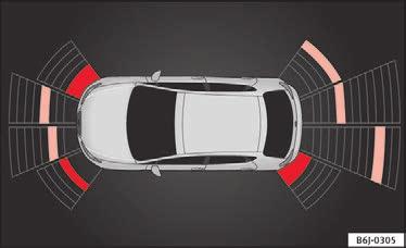 221 Minimeret visning ved automatisk aktivering Ved automatisk aktivering af parkeringshjælp plus vises et miniaturebillede af bilen og segmenterne i venstre side af displayet Fig. 221.