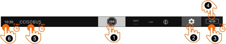 Grafisk brugeroverflade Du har følgende betjeningsmuligheder: 1 ISB Send ISB-kommandoen til alle netværksdeltagere. Tryk på knappen "ISB". Terminalen sender ISB-kommandoen til ISOBUS.