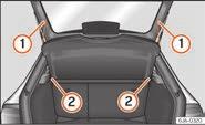 Der må ikke opbevares genstande med skarpe kanter i bagagenettene. Bagagenettet kan blive beskadiget! Bagagerumsafdækning Fig.