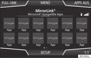 MirrorLink Fig. 185 Funktionsknapper i oversigten over kompatible apps Fig.