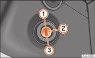Tændingslås Fig. 211 Tændingsnøglens positioner Benzinmotorer 1 tænding afbrudt, motor standset, rattet kan låses. 2 tændingen tilsluttes. 3 motoren startes.