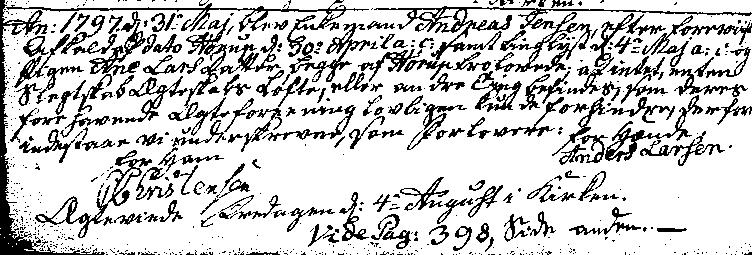 KB Slangerup 1797 op 77 Anne gift med Andreas Jensen 4/8 KB Slangerup 1798 op 303 Ane begravet 3/5 D: 3.