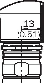 B C D E F Måltegning (Dimensioner i mm) Servoflange, radial stiktilslutning M12 og M23 58±0.1 (2.28) 51.5 0.2 (2.03) Ø 50 (1.97) f8 Ø 6 0.