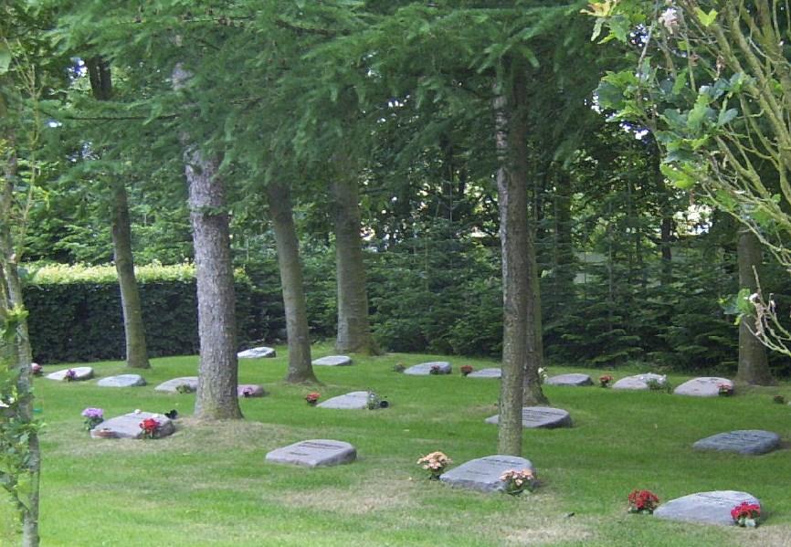 Kiste i skov Der er udlagt afdelinger med kistegravpladser i skov på Søndre Kirkegård. Gravgårdene S, P2, O2 og K2.