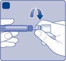 Stop med at holde stempelstangen i bund, og lad den trække sig tilbage af sig selv, mens den opblandede injektionsvæske fyldes i sprøjten.