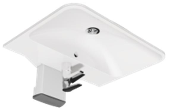 Brugervejledning Generel produkt information Ropox AdaptLine Vask kan indstilles manuelt 20cm i højden, og det minimale design giver kørestolsbrugere fuld benfrihed ind til væggen.