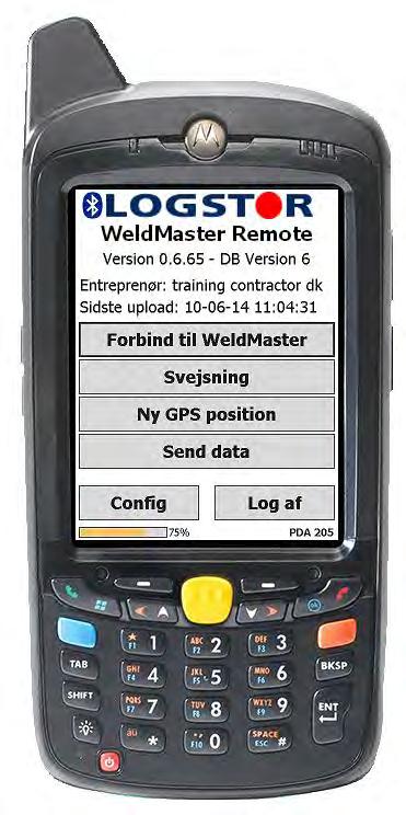 5.2.3 WeldMaster WeldMaster - Instruktioner - Generelt til PDA Startmenu Ved at starte PDA en op og logge på fremkommer startmenuen. 1.