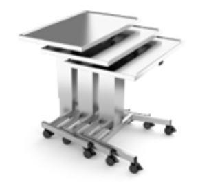 Stellets specielle form gør det også muligt at stable bordene under hinanden for at give mere plads, når de ikke anvendes. Varianter Højde/JUST Bordplade str.