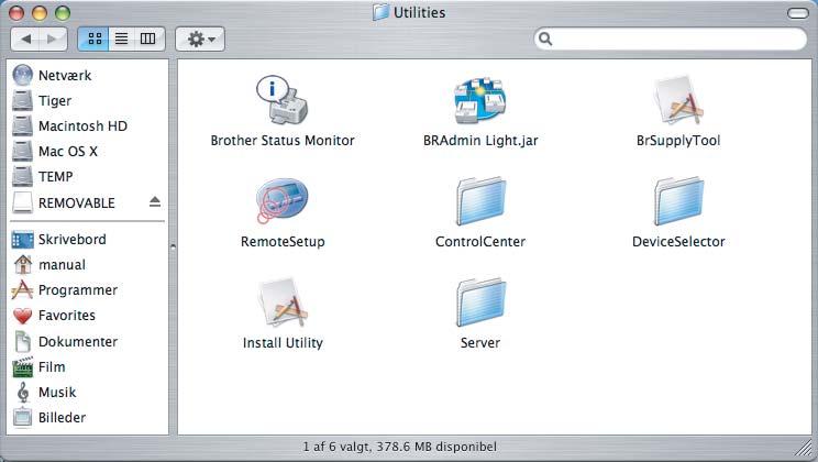 Til netværksbrugere 2 BRAdmin Light (Mac OS X-brugere) BRAdmin Light er et hjælpeprogram til den indledende installation af netværkstilsluttede enheder.