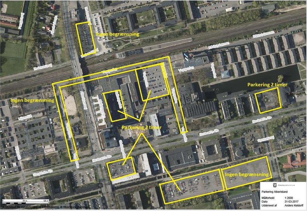 8 PARKERINGSTÆLLING I ALBERTSLUND MIDTBY 2 Metode Albertslund Kommune har defineret de relevante parkeringsarealer, som er angivet i Figur 1.
