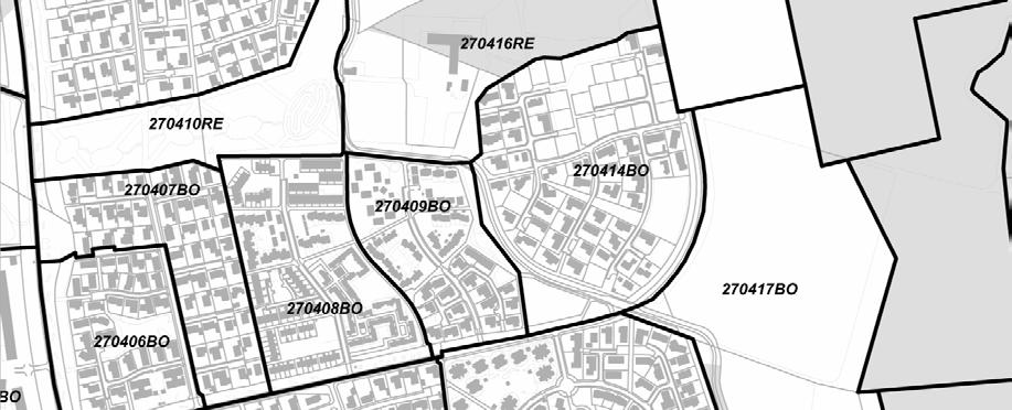 Nedenstående kort er et udsnit af kommuneplanens rammekort for den aktuelle bydel, og lokalplanområdet er, som vist, beliggende i rammernes område 27.04.20 BO og helt landzone.