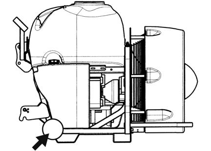 3 - Beskrivelse Typeskilte Typeskiltet er monteret forrest på chassiset på sprøjtens højre side og angiver fabrikat, sprøjtemodel, serienummer og produktionsdato.