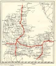1936 1966 1975 Figur 2. Oversigt over forskellige forslag til lokalisering af motorvejsnettet i Danmark, kaldet det store H. lande.