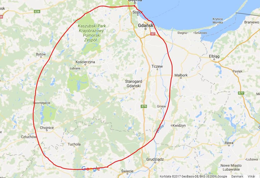 Figur 2 Flisforsyningsområde, Supply base Norway Beskrivelse af flisforsyningsområdet Polen EHJ Energi A/S forsyningsområde i Polen er kun de polske skove.