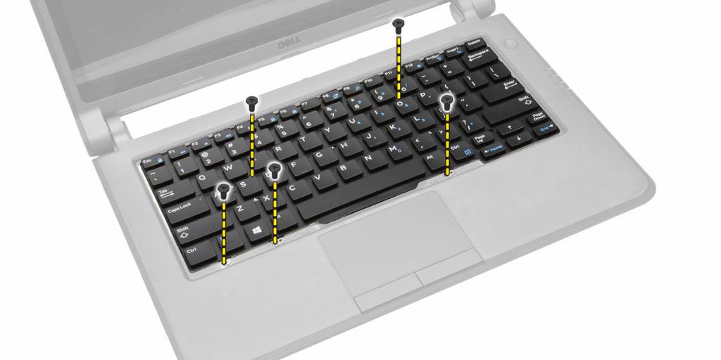 3. Fjern skruerne, der fastgør tastaturet til computeren. 4.