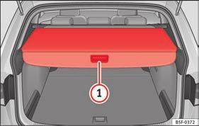 Bagagerumsafdækning, der kan rulles ind 3 Gælder for modellen:leon ST Fig. 159 I bagagerummet: lukning af bagagerumsafdækning Betjening 1.