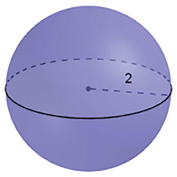 Opgave 15 Herunder er en skitse af en kugle med radius 2 og formler, du kan bruge til at beregne kuglens rumfang og overfladeareal. 2 Skitse V = 4 3 π r 3 O = 4 π r 2 r er kuglens radius.
