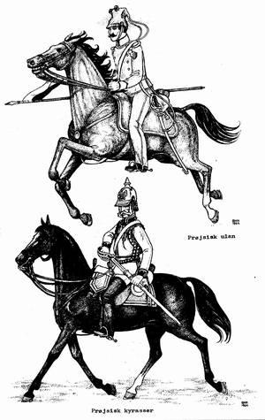 Af de dengang eksisterende ti preussiske kyrasserregimenter deltog to regimenter i felttoget, nemlig: Westfalske Kyrasserregiment nr. 4 Brandenburgske Kyrasserregiment nr.