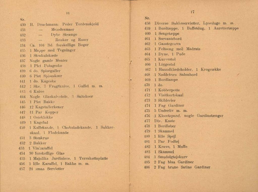 430 H. Drachmann: Peder Tordenskjold 131 Mel-odramaer 432 Dybe Strænge 433 Ranker og Roser 134 Ca. 104 Bd.