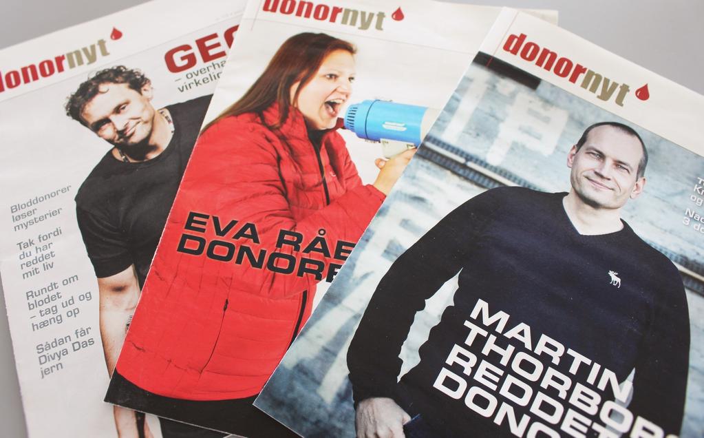 4 X Donor Nyt for sidste gang Tre gange Donor Nyt i 2015/16 Geo, Eva og Martin var på forsiden af de tre udgaver af Donor Nyt, der er udkommet i beretningsåret. Nr.